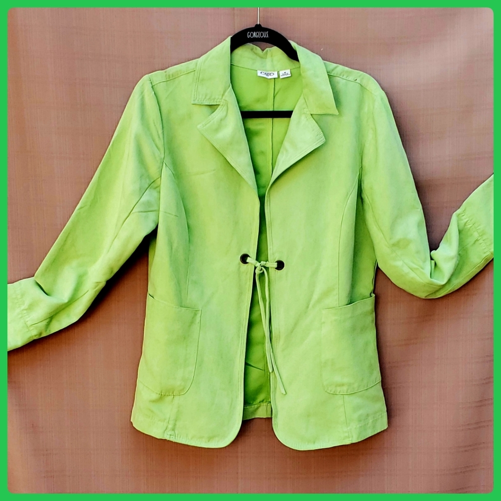 Faux Suede Lime Green Jacket by Cato